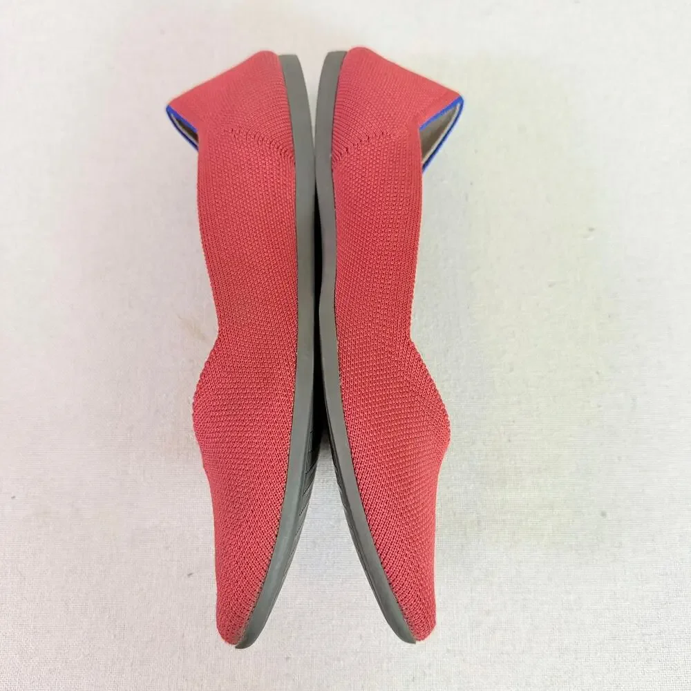 Rothy's The Point Flats Womens 7.5 Red Knit Slip On Ballet Pointed Toe Shoes